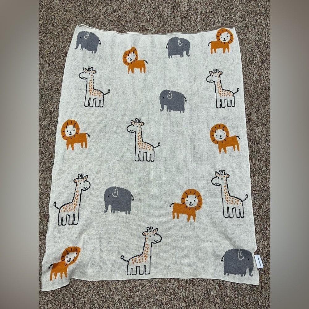 Infant Boy, girl, toddler Kids Safari Animal Blanket - Gray, Orange, White